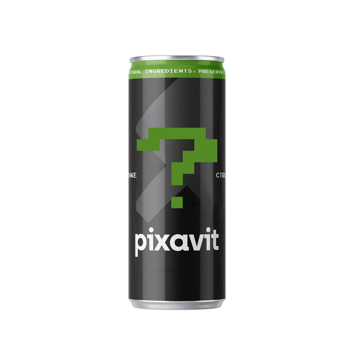 Puszka PIXAVIT z pixelowym znakiem zapytania — smak zostanie ogłoszony