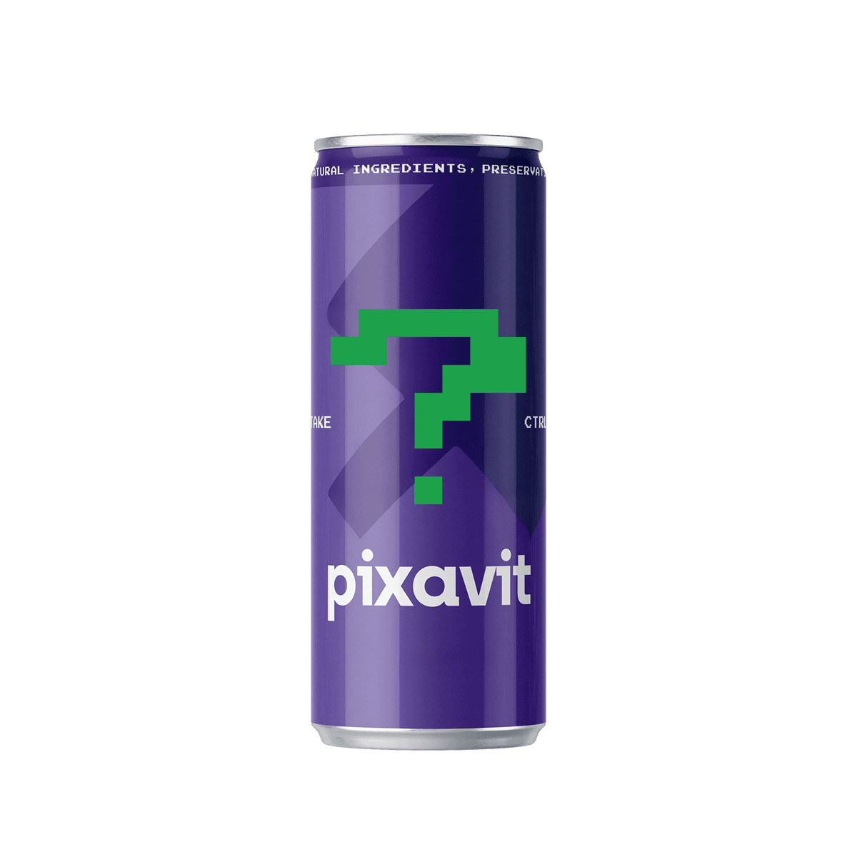 Puszka PIXAVIT z pixelowym znakiem zapytania — smak zostanie ogłoszony